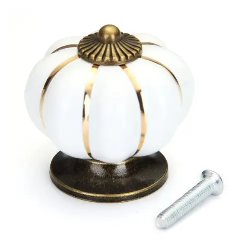 Furniture Drawer Handle Porcelain White Bronze Gourd Furniture Handles