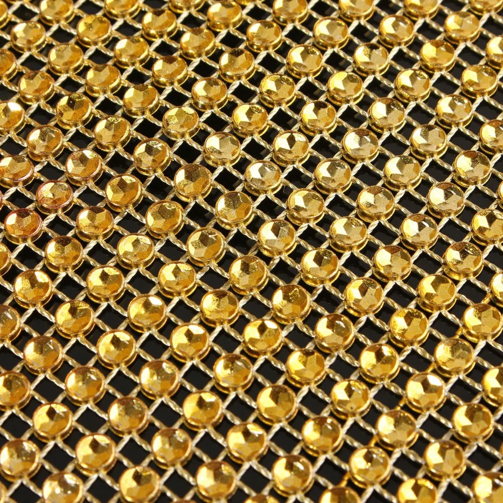 1 Yard Gold Bling Diamond Mesh Rhinestone Wrap Ribbon Roll For Wedding Bridal Birthday Party Home Cake Decoration