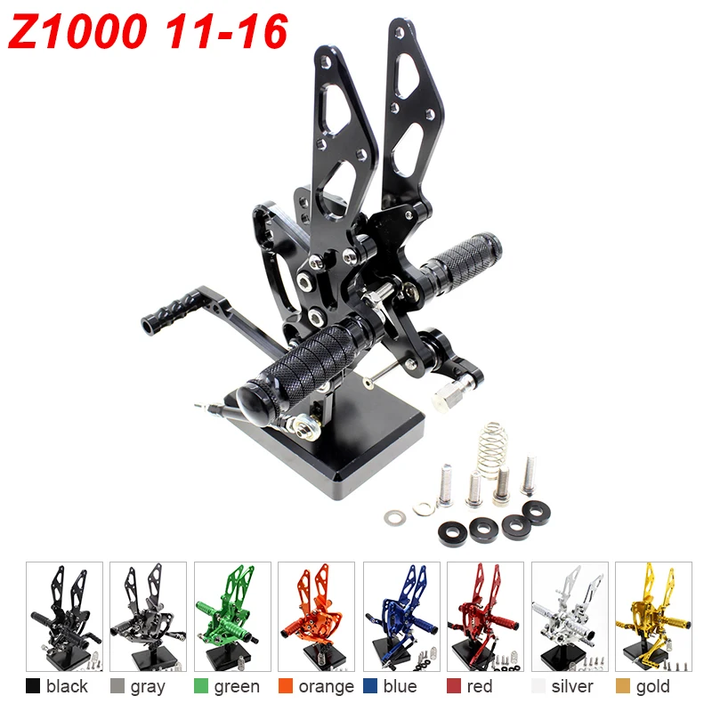 

For 11-16 Kawasaki Z1000 Z 1000 CNC Aluminum Adjustable Rear Set Foot Pegs Pedal Footrest Rearset 2011 2012 2013 2014-2016