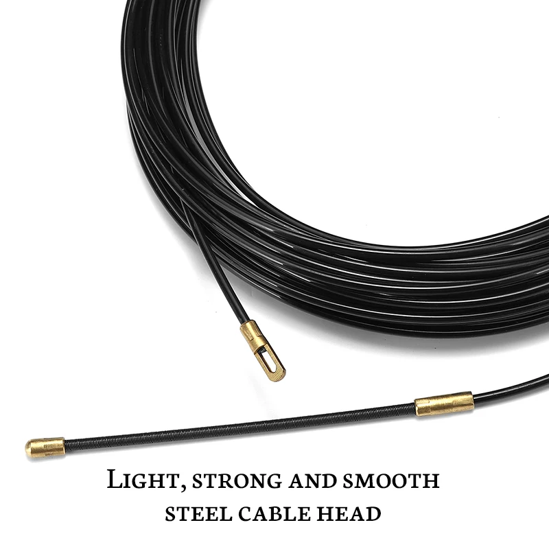 3 мм Прочный черный Стекловолоконный Электрический направляющий кабель нажимной Съемник канал змея роддер рыба клейкие ленты провода 5 м до 40 м длина