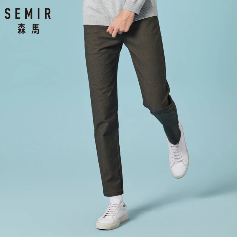 SEMIR мужские хлопковые брюки Чино облегающие классические прямые с наклонным