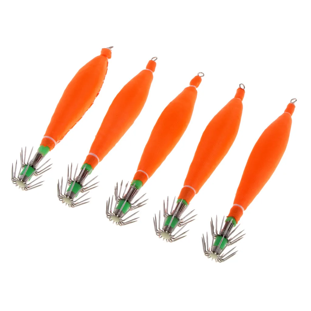 5Pcs 11cm Luminous Dual-layer Split Squid Jig Hooks Durable Octopus Saltwater Fishing Lure Hook Fishing Tackle Tool