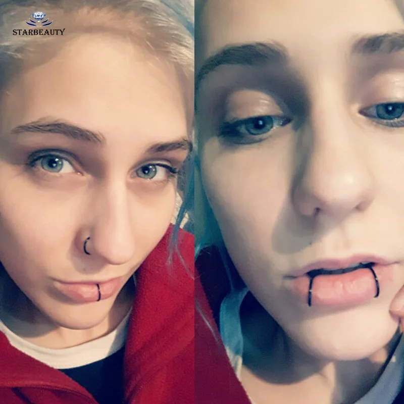 Starbeauty 2 шт./партия Поддельные Нос кольцо Labret искусственный губы кольцо ухо манжеты C клип поддельные пирсинг Спираль пирсинг для пупка поддельные серьги обруч