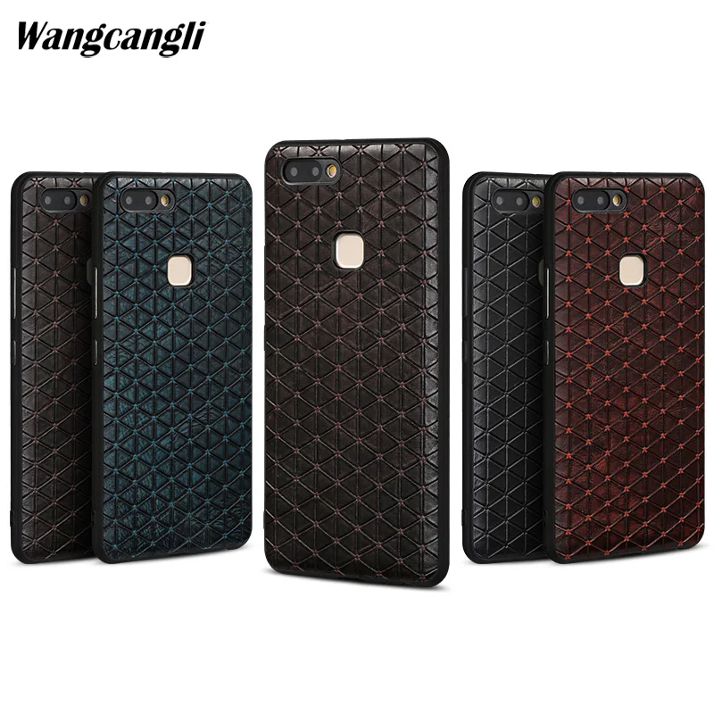 

Wangcangli Business top layer cowhide custom mobile phone full case for VIVO X20 plus triangle mobile phone full case