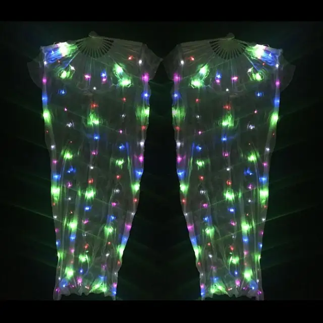 Buy New 2018 Performance Prop Light up LED Fans Shiny Pleated Festival Carnival