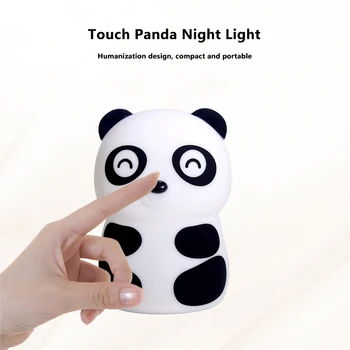 

Two-tone cartoon panda LED silicone night light USB charging pat lamp bedside table lamp baby pat light LED kids night light