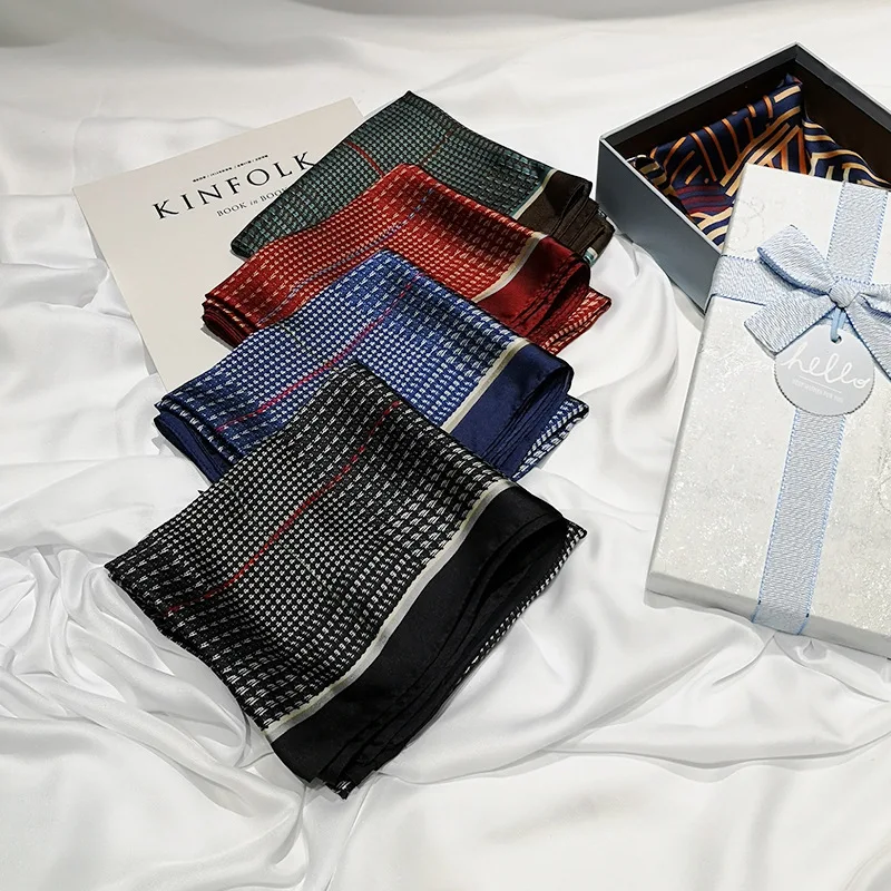 

Spring Lattice Silk 70*70cm Scarf Women Small Square Scarf 100% Ladies Silk Neck Scarf Neck Ornament