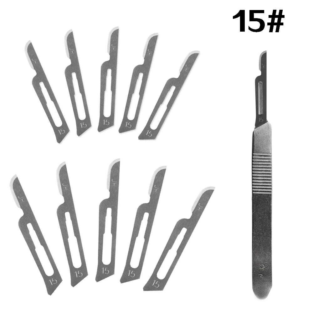 15 Surgical Scalpel Set Stainless Steel Handle with Carbon Steel Blades Scalpel Store