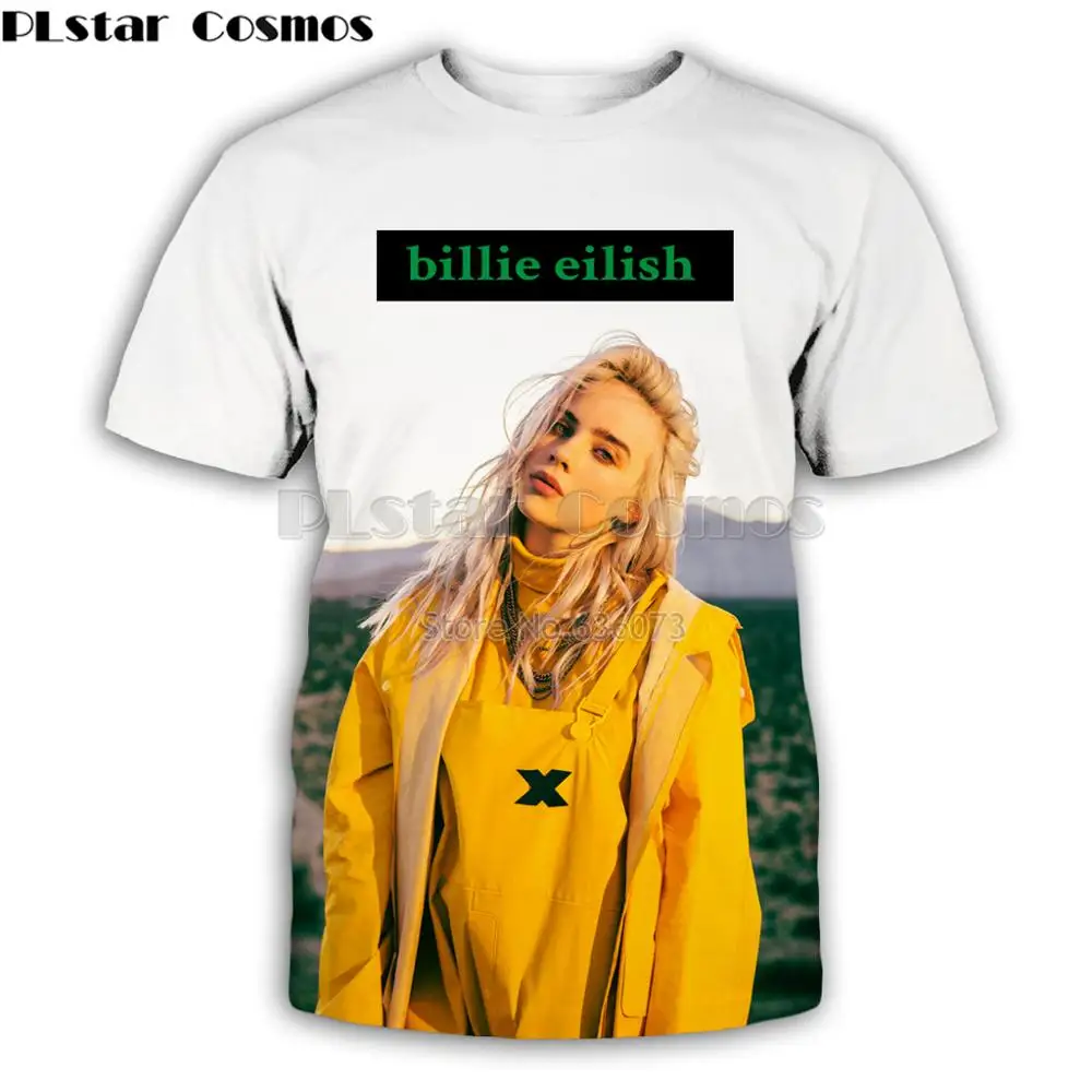 

PLstar Cosmos Brand Fashion Men t-shirt pop singer Billie Eilish 3D Printed Unisex T Shirt streetwear summer Casual t shirts