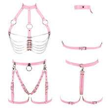 Женский Бандаж на бретельках, кожаный ремень, металлическая цепочка, панк, готический подвязка, пояс, регулировка талии, ремни, женское белье, большие размеры, вечерние