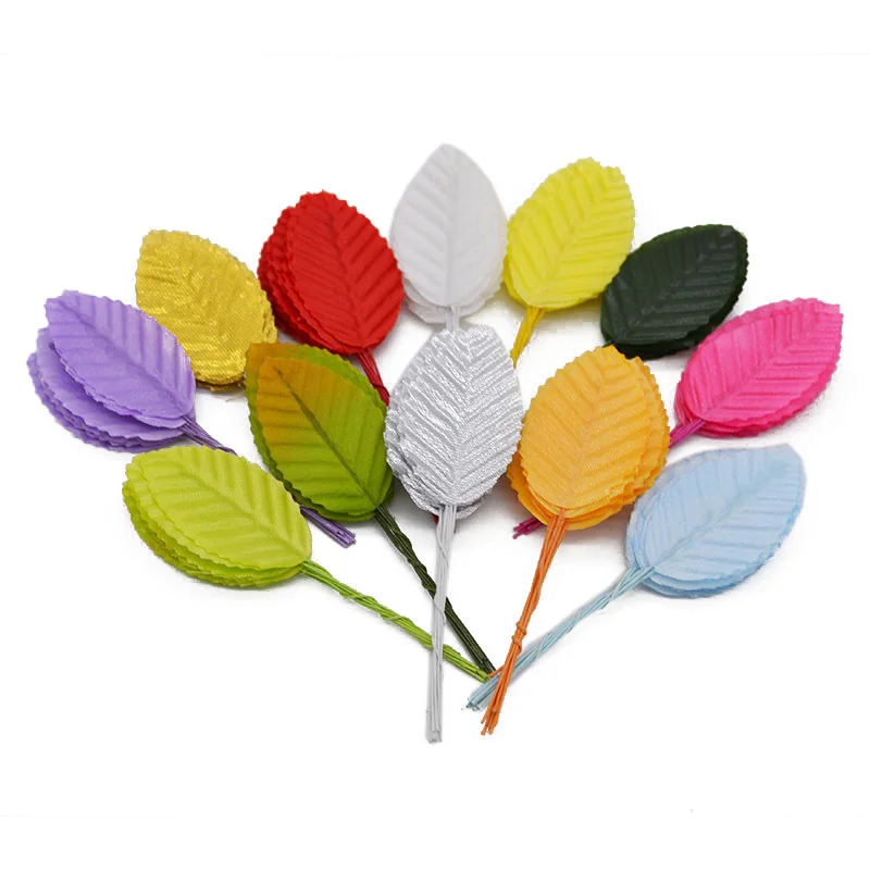 

40P Plastic Leaf Green Leaves Artificial Flower For Wedding Decoration DIY Wreath Gift Scrapbooking Craft Fake Flower Home Decor