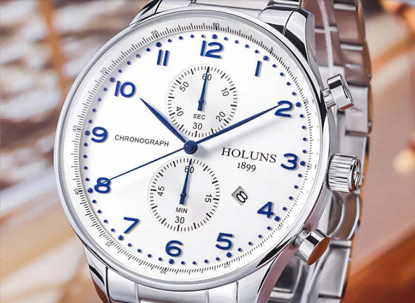 Holuns часы мужские спортивные часы мужские топовый роскошный бренд хронограф спортивные часы водонепроницаемые нержавеющая сталь ремешок для часов кварцевые часы мужские наручные