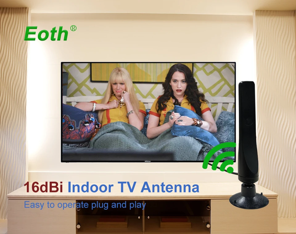 Цифровой усилитель ТВ-антенны Крытый 12dBi для DVB-T цифровая, Бесплатный просмотр антена цифровой бустер для телевидения высокой четкости антенна для ТВ HD