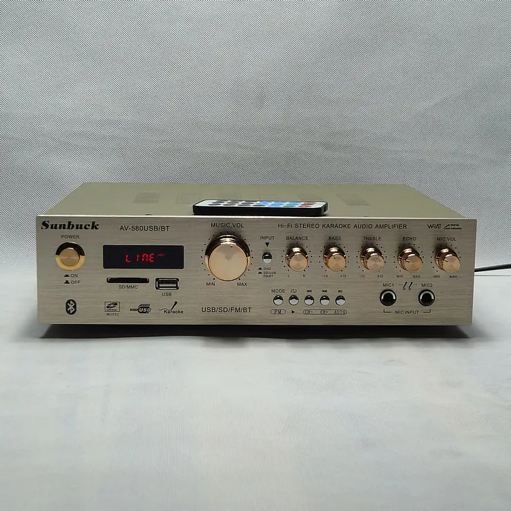 

580BT Kara OK remote control Bluetooth USB SD FM 5-channel 220V 400W high-power home AV Audio digital amplifier