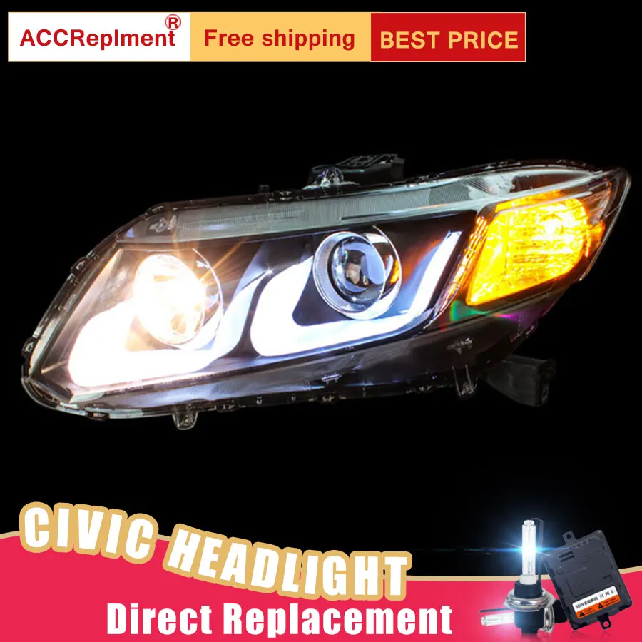 2 шт. светодиодный фары для Honda civic 2012 2015 автомобиля Ангельские Глазки ксенон HID