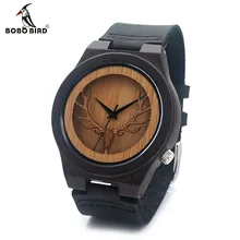 BOBO BIRD CbB18 Deer Head Japan Movement Quartz Wooden Watches Antique Watch With Genuine Cowhide Leather Band Watches