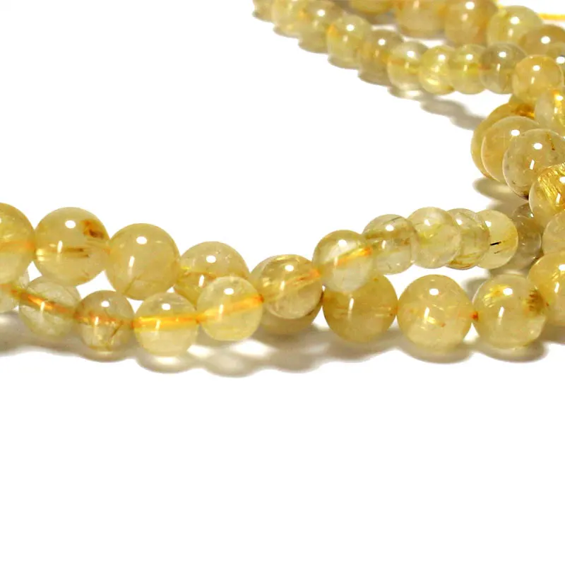 Wholesale Gold Rutilated Crystal Quartz Beads Bracelet Necklace Jewelry Making