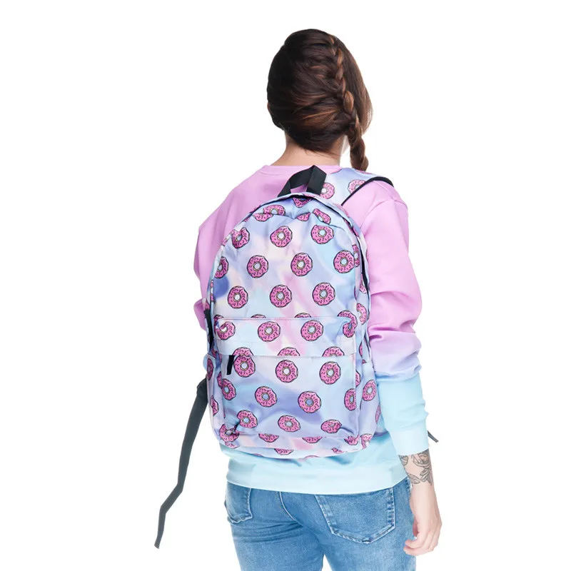 Holo Donuts 3D impresión mochila mujeres mochila mujer 2018 nueva escuela laptop mochilas saco dos mochila escolar