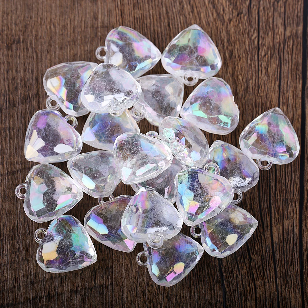 

12PCs Heart Shape Beads Jewelry Accessories Peach Shape Charm Cut Faceted Beads Transparent Color Beads For Jewelry Making