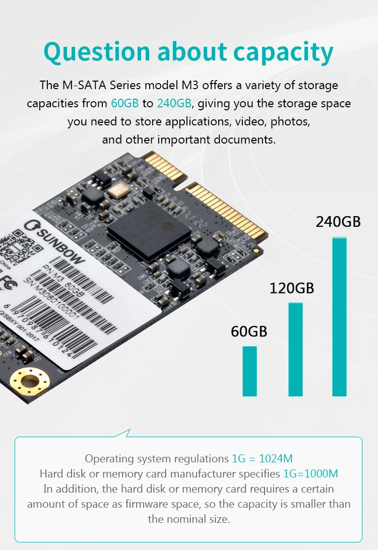 TCSUNBOW Msata SSD 60 ГБ 120 ГБ 240 ГБ жесткий диск твердотельный диск SSD для настольного ноутбука