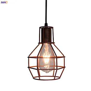 

IWHD Black Metal Cage Edison Pendant Lights Fixtures Dinning Living Room Light Loft Vintage Industrial Lamp Hanglamp Lumnaire