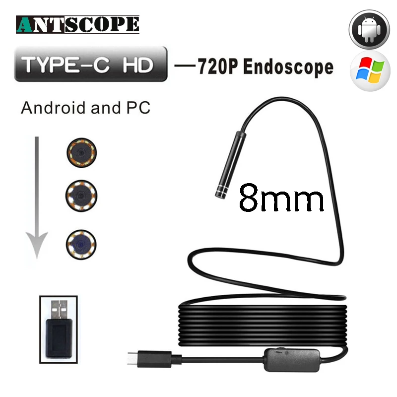 Endoscope 7MM 2M 5M 10M USB Android Endoscope Camera IP67 Waterproof Android Endoscopic Borescope USB Endoskop