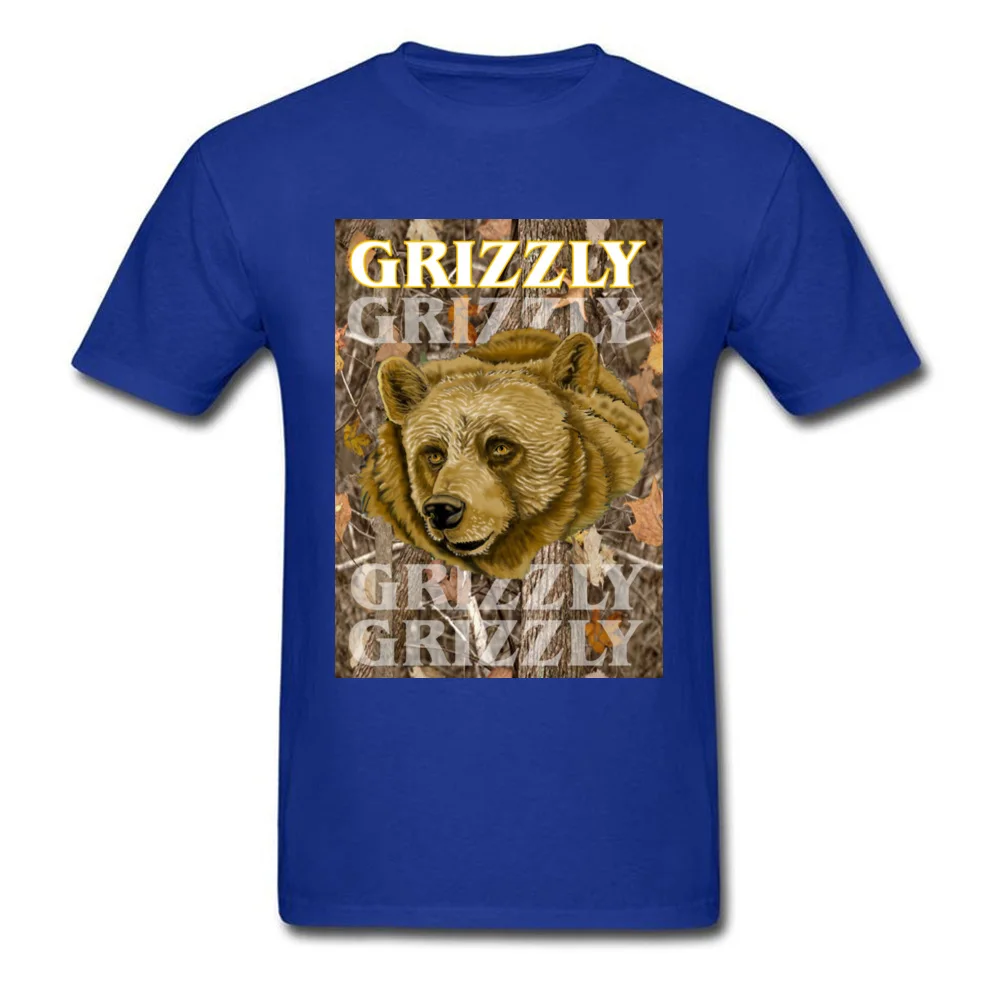 Grizzly T-Shirt Short Sleeve Casual Brand Men Thanksgiving Day Tops Shirts Casual Top T-shirts Round Collar Cotton Grizzly blue