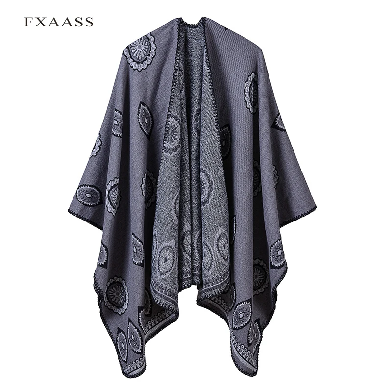 

FXAASS New Autumn/Winter Shawl Fashion Poncho Women Scarf for Lady Luxury Blanket Cashmere Scarves Warm Pashmina Wholesale Cape