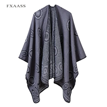 

FXAASS New Autumn/Winter Shawl Fashion Poncho Women Scarf for Lady Luxury Blanket Cashmere Scarves Warm Pashmina Wholesale Cape
