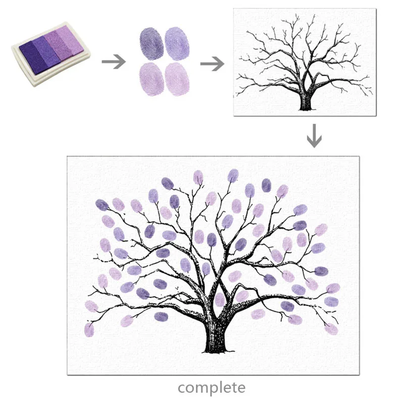 DIY Дерево Форма отпечатков пальцев картина холст душ Гостиная Брак Подарки в деревенском стиле Свадебные украшения дома Подпись подарок