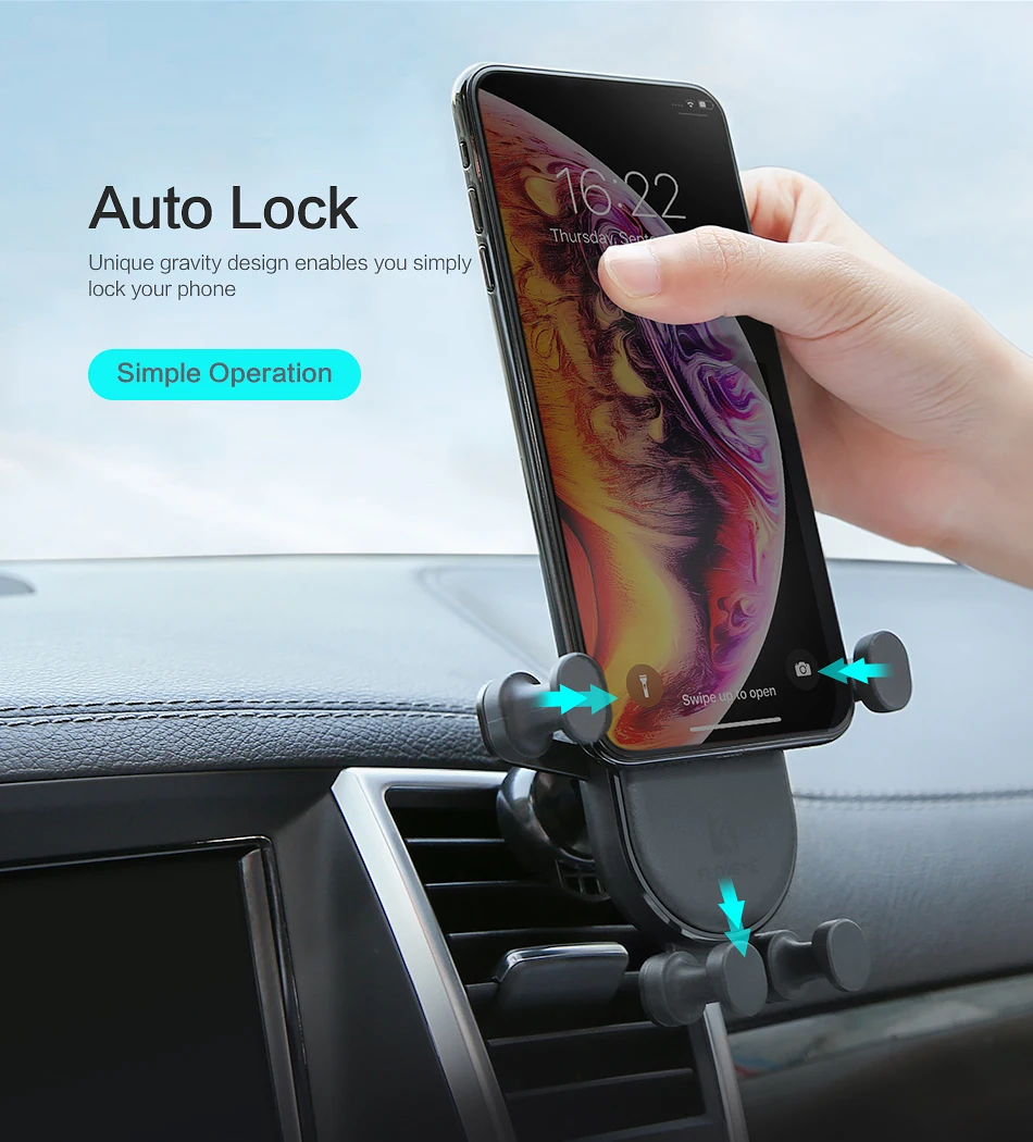 Автомобильный держатель для телефона FLOVEME для iPhone XS X Gravity Air Vent, держатель для телефона в автомобиле, держатель для мобильного телефона, подставка для samsung S9