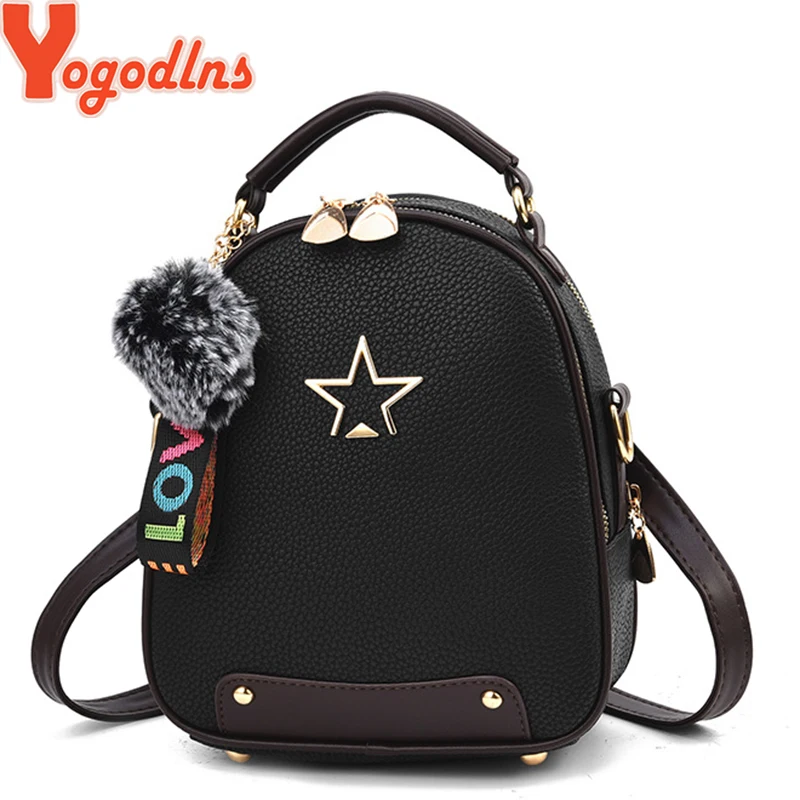 

Yogodlns Fashion Women Handbag PU Leather Shell Bag Women Messenger Bags Hair Ball Toy Female Shoulder Bags Ladies Party Handbag