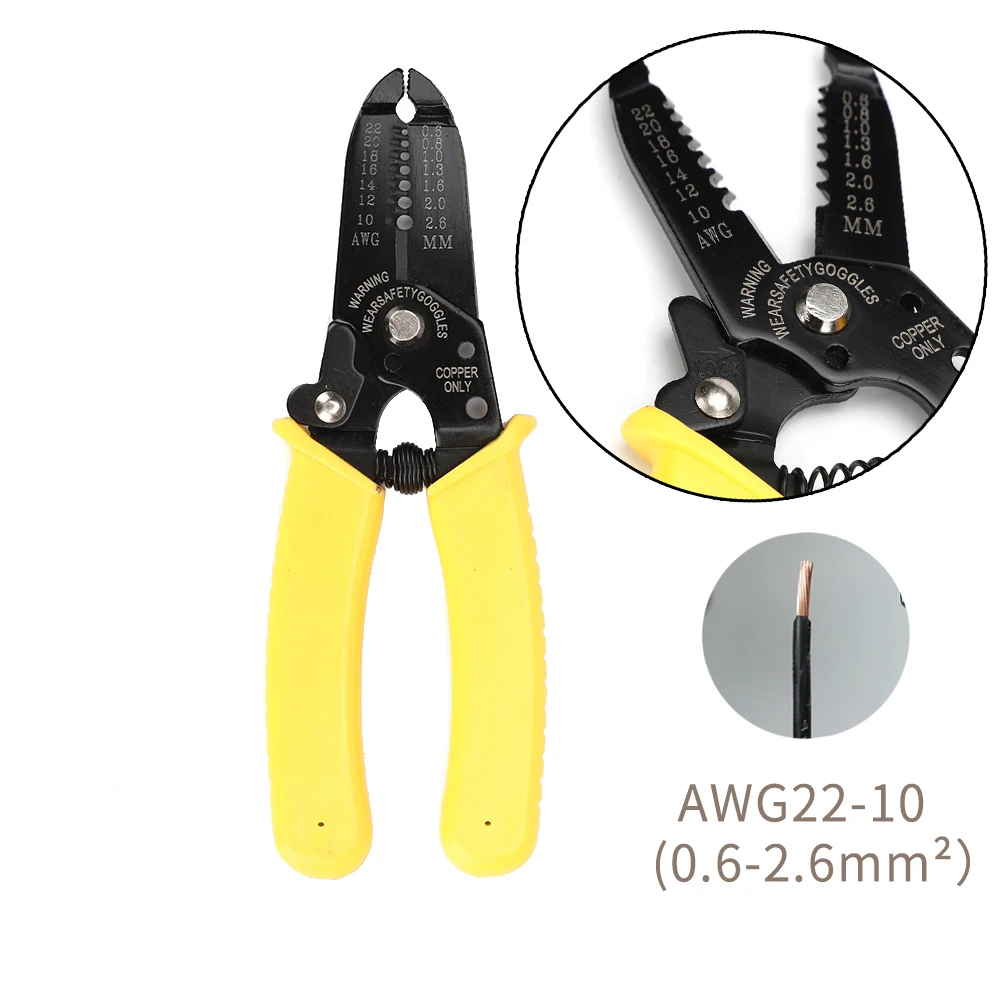 

Wire Cutter Stripper Decrustation Pliers Tool 10-24AWG 0.6mm-2.6mm For DIY Home Electrician Car