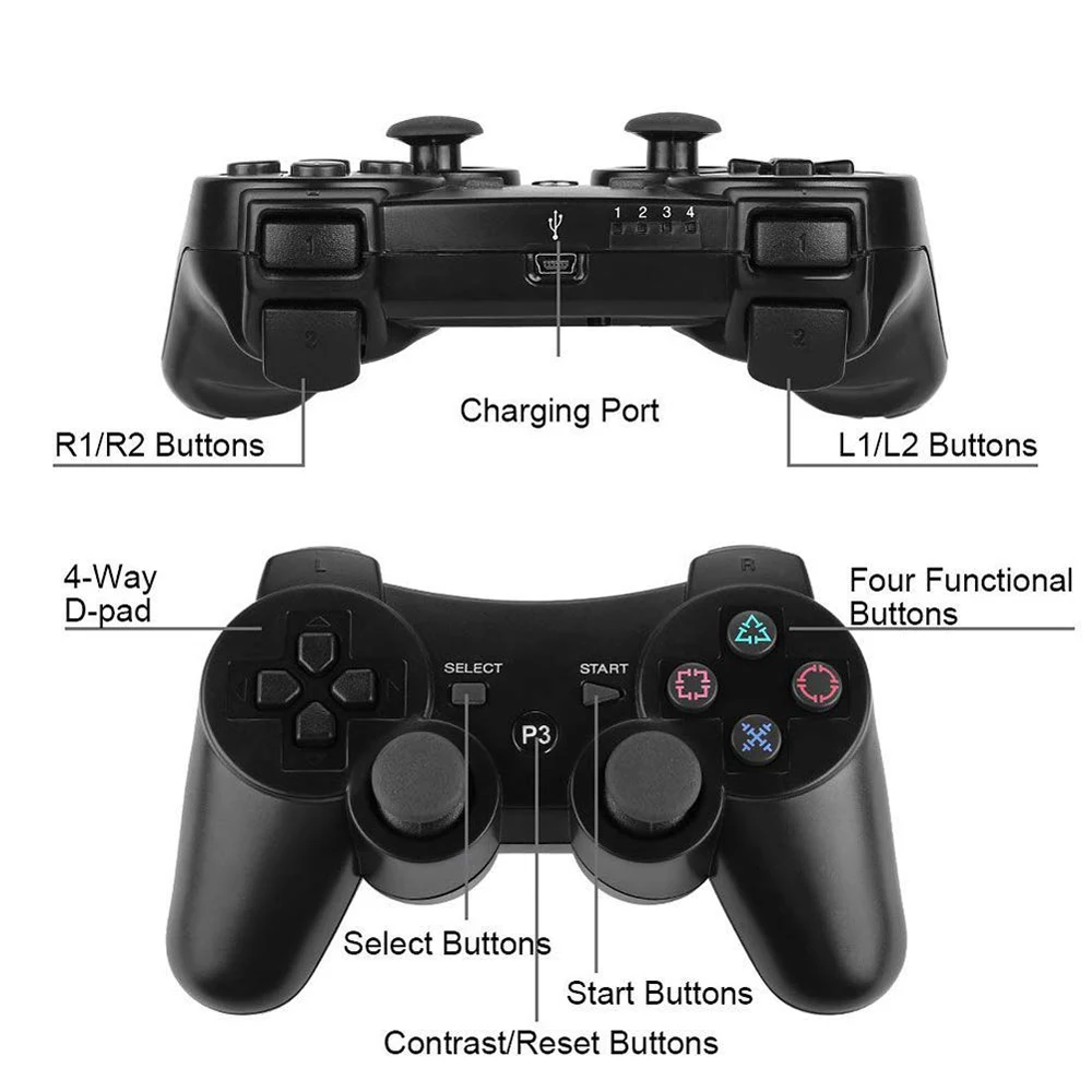 Для sony PS3 Bluetooth контроллер геймпад Манетт для sony Play Station 3 джойстик беспроводной геймпад SIXAXIS двойная вибрация