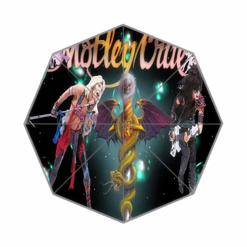 Модные Дизайн зонтик пользовательские Motley Crue складной для человека и Для женщин |