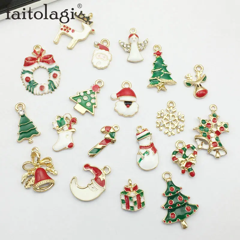 19Pcs/Set Christmas Charms Pendants Set DIY Jewelry Pendants Christmas Tree Decoration Hanger