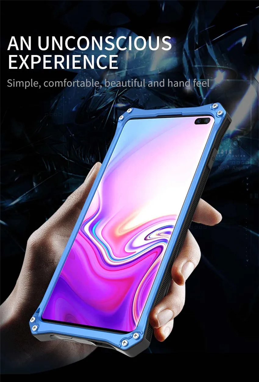 For Samsung Galaxy S10 S10 Plus Case R-JUST Gundam Armor Life Waterproof shockproof Aluminum Metal Cover Case for Galaxy s10+ (3)