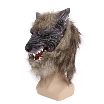 

Halloween Latex Animal Wolf Head With Hair Mask Fancy Dress Costume Party Scary