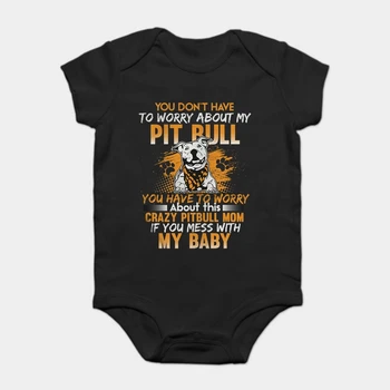 

Baby Onesie Baby Bodysuits kid t shirt Funny novelty Crazy PitBull Pitbull Dog Mom cool