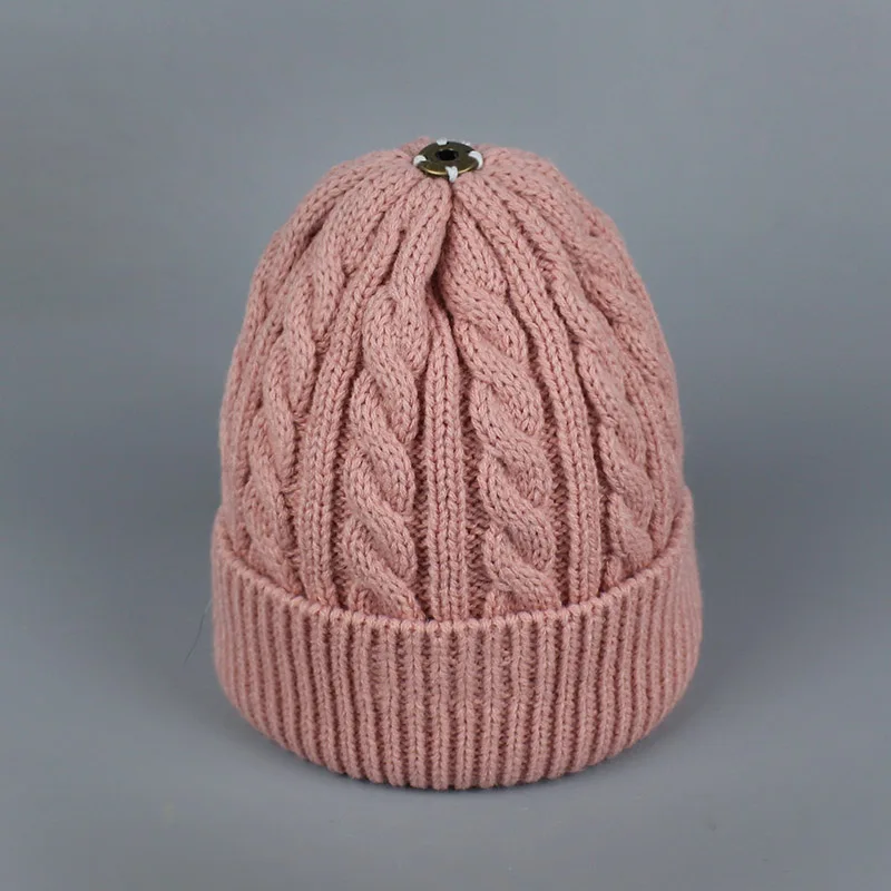 Модные детские зимние вязаные шапки, помпоны из натурального меха енота, головные уборы, Балаклава, маска для лица с черепом - Цвет: Pink Hat