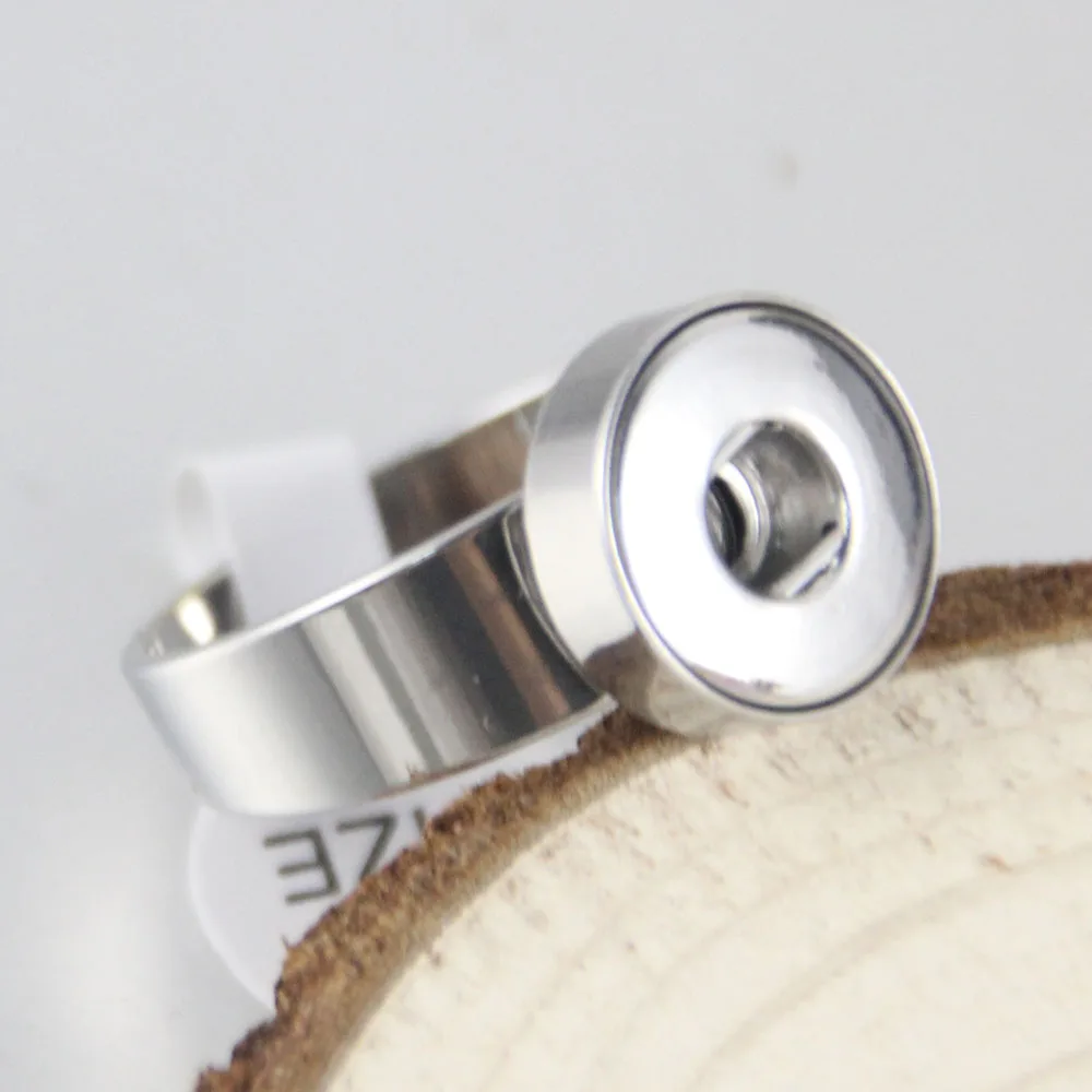 

2pcs New fashion Simple stainless steel diy snap rings fit 12MM small snap button charm diy snap buttons DIY wholesale