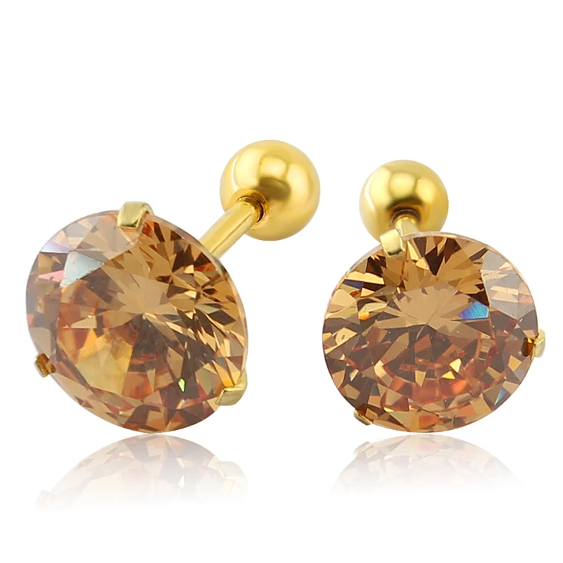 

Rhinestone Crystal Stud Earrings Four Prong Set Clear CZ 16G Ear Piercing Stud Earrings Stainless Steel Women Earrings Pendient