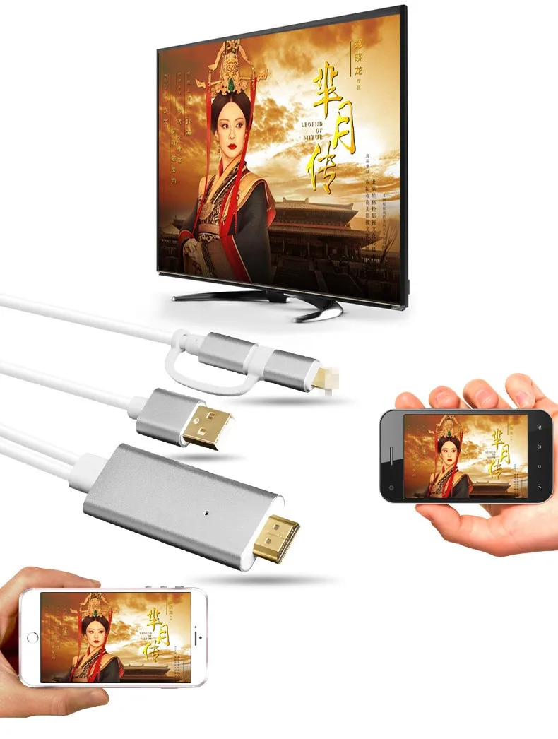 2 в 1 м HDMI кабель к HDTV адаптер USB для iPhone 5 5S 6 6S Plus Android LG Samsung HTC xiaomi|hdmi cable in hdmi|usb hdmi