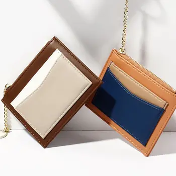 

Multicolor Small Wallet Slim Leather Card Case keychain Holder Front Pocket Fashion Change Purse for Women Girls