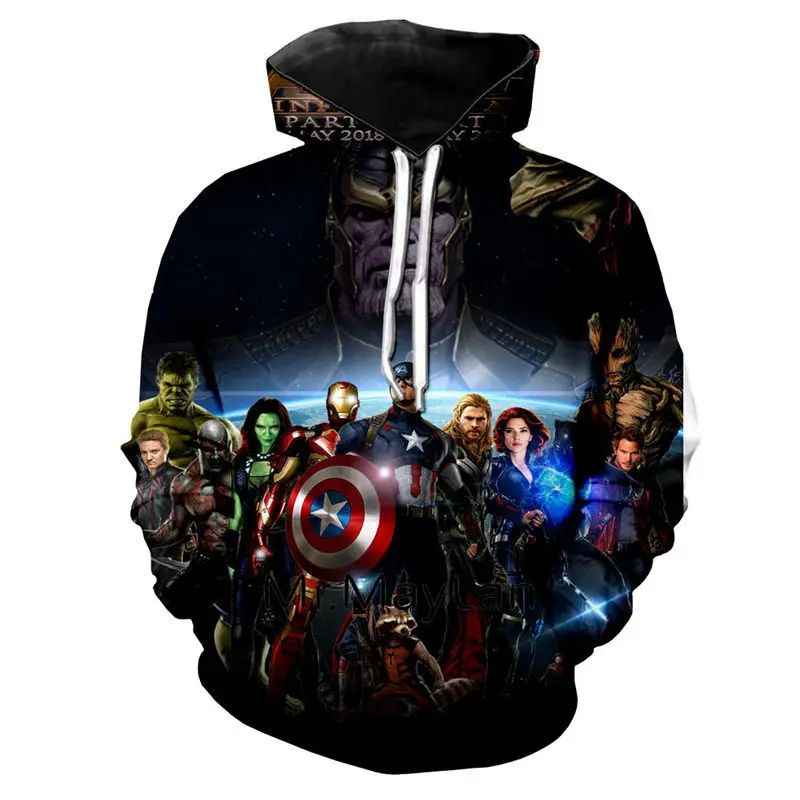 

2019 Marvel Avengers 4 Endgame Hoodies 3d Print Superhero America Hoodie Cosplay Men New Fashion Harajuku Hoody Sweatshirt