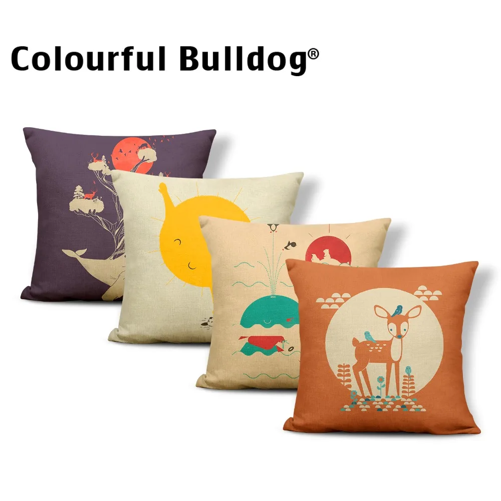 18/'/' Penguins seals Cotton Linen Waist Cushion Cover Pillow Case Home Decor