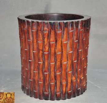 

wedding decoration China dynasty Rosewood Wood carved Calligraphy tool Brush pot pencil vase statue