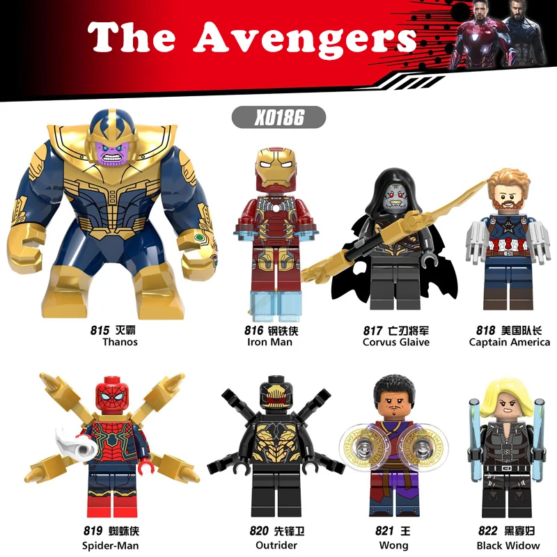 

The Avengers 4 Figures Spiderman Loki Captain America Thanos Black Widow Bricks Legoing Mini Building Blocks Toys for Children
