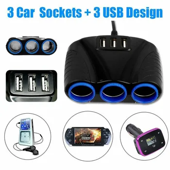 

Blue Led Car Cigarette 3USB Port 3 Way 3.1A Lighter Socket Splitter Hub Power Adapter 12V-24V for IPad Smartphone DVR GPS