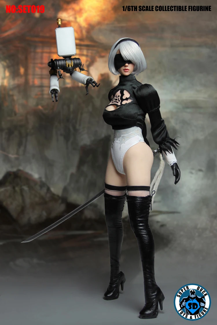 

SUPER DUCK SET019 1/6 Cosplay Nil Mechanical Ulha AUTOMATA2B Clothes + Robot Set for 12inch Action Figure DIY